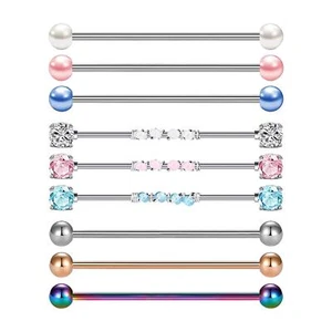 9 Pieces Industrial Barbell Earrings Stylish Fashion Industrial Piercing Bar - Picture 1 of 12