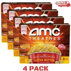AMC Theatres Microwave Popcorn 6ct, Extra Butter, 4 Pack - Picture 1 of 1