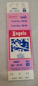 California Angels vs Detroit Tigers Freitag 8. Mai 1981 unbenutzt Ticket Stub Spiel - Bild 1 von 2