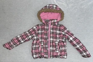 Dollhouse Girls Pink Plaid Zip Jacket Hooded Bows Pockets Sz 4 Outerwear - Picture 1 of 12