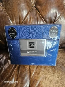 HOTEL 6 PIECE SOLID SHEET SET QUEEN 16" - Picture 1 of 2