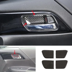 For Honda Accord 2014-2017 Carbon Fiber Vinyl Interior Door Bowl Cover Trim 4pcs - Picture 1 of 10