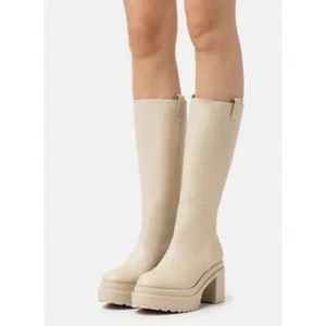 Cult Gaia Revolve Knee High Boot Suede 70s Boho Chunky Lug Sole Festival Cream - Picture 1 of 8