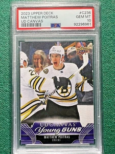 2023 Upper Deck Matthew Poitras Rookie Young Guns Canvas Boston Bruins PSA 10 RC - Picture 1 of 2