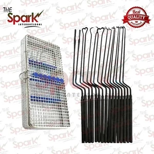 Hardy Hituitary Neuro Curettes Negro Juego de 16 con Caja de Malla de Esterilización - Imagen 1 de 6