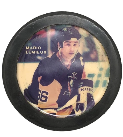 1991-1992 Mario Lemieux #66 Pittsburgh Penguins Vintage Player Photo Star Puck Cover