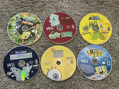 SpongeBob SquarePants & Nicktoons Wii *Discs Only* 6-Game Bundle Krusty Krab - Image 1 of 4