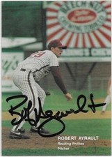 BOB AYRAULT Autographed Signed 1990 Reading card Philadelphia Phillies