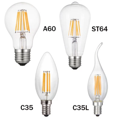 Edison ​LED Bulb Filament  Lamp E27 E14 220V-240V Lights ST64 C35 C35L A60 White - Image 1 of 4