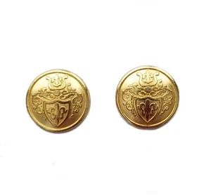 Two Austin Reed Brass Blazer Buttons Gold Fleur de Lis Shield Pattern Men's - Picture 1 of 1