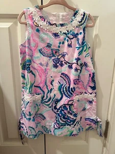 LILLY PULITZER Girls Kids Size 4 Knit Shift Dress Mermaid For You - Picture 1 of 2