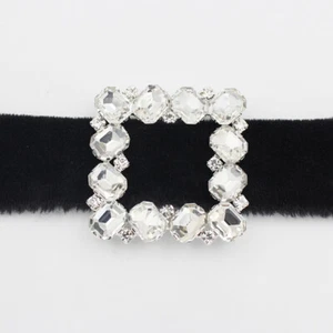 Square Crystal Rhinestone Buckle Slider Belt Sash Ribbon Wedding Bridal Decor - Picture 1 of 9