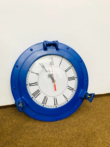 Nautical Porthole Clock Vintage Wall Mounted Blue Clock Vintage Home Decorative Cover