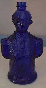 Botella Busto Vintage Azul Cobalto Charles Jacquin George Washington VACÍA - Imagen 1 de 3