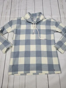 Vineyard Vines Women's Buffalo Check Ivory/Blue Fleece Sweatshirt, Size XS - Picture 1 of 6