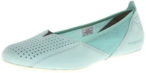 PATAGONIA Maha BALLET Perf FLAT Slip-On LEATHER Mesh SHOE Aqua Blue WOMEN sz 8.5 - Picture 1 of 10