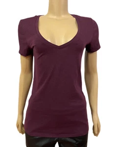 Victorias Secret ROSA Perfecto Cuello en V Mangas Cortas Camiseta Prenda para el torso Granate Nueva - Imagen 1 de 4
