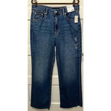 Aeropostale Super High Rise Wide Leg Raw Hem Medium Wash Jeans Size 14R