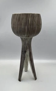 Japanese Brown & White Toyo Ikebana Toyo 3 Footed /Legs Vase #Lvr - Picture 1 of 14
