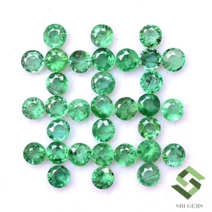2.75 mm Natural Emerald Round Cut Lot 25 Pcs 2.21 CTS Calibrated Loose Gemstones - Picture 1 of 6