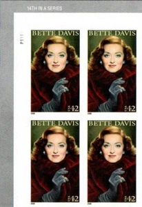 US #4350 MNH Plate Block 2008 Hollywood Actress Bette Davis Eve Jezebel [P1111] - Picture 1 of 1