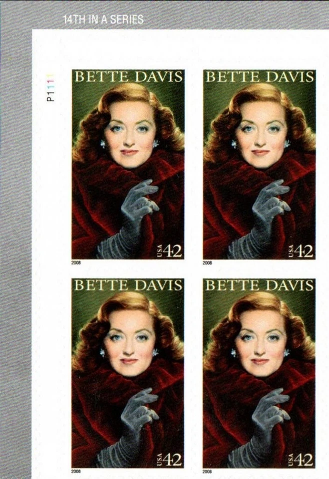 US #4350 MNH Plate Block 2008 Hollywood Actress Bette Davis Eve Jezebel [P1111] - Image 1 of 1