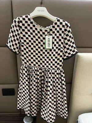 Authentic Women’s Kenzo Dress Size IT 40 Aus 10 White 100% Silk RRP $890 — 第 1/4 张图片
