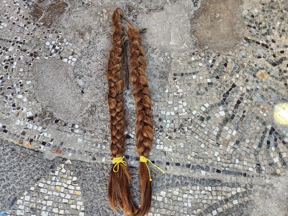 Extensiones de cabello eslavas europeas para mujer, cabello genuino colas de caballo, mediados de XX Foto 1 de 4