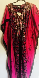 J Gee Wm's Kaftan dress Hippy Boho Freesize OSFM Caftan Tunic Dress Night Gown - Picture 1 of 2