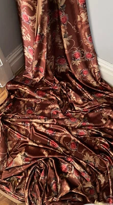 1m Color Marrón Diseño Floral spandex Terciopelo Tela 58" Foto 1 de 4