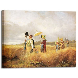 Spitzweg Sonntagsspaziergang Bild Druck Leinwand Gemälde Rahmen Wohnkultur - Bild 1 von 4
