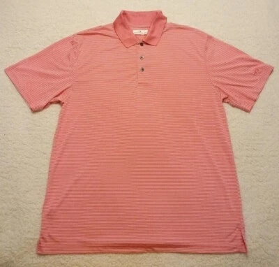 Men's GRAND SLAM pink & white striped microfiber golf polo style shirt size L - Image 1 of 4