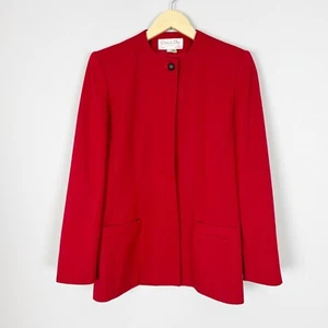 Vintage Christian Dior "The Suit" Red Wool Blazer Jacket Size 4 Women's - Picture 1 of 3