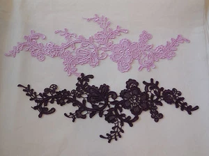 Purple or light purple floral lace applique sew on embroidered lace motif patch - Picture 1 of 4