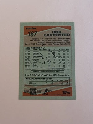 Bob Carpenter 1989-90 Topps IP Auto Autograph  - Image 1 of 3