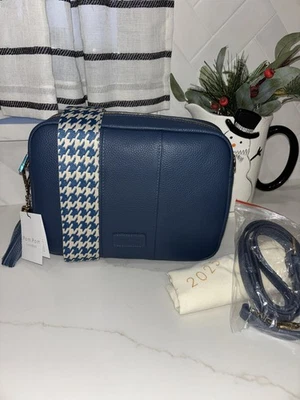 Bolso Bandolera Pom London City Plus Monedero Azul Nórdico Pata de Gallo Correa Nuevo con Etiquetas Foto 1 de 4