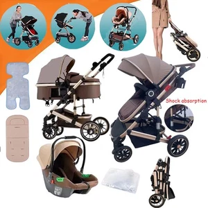 3 in 1 Baby Stroller Bassinet Pram Reversible High Landscape Pushchair & Capsule - Picture 1 of 12