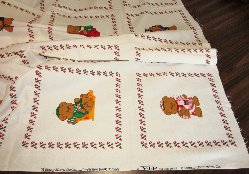 Vintage VIP Cranston Beary Merry Christmas Picture Book Patches 40 Squares CUTE! - Image 1 of 4