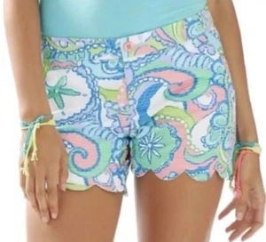LILLY PULITZER Buttercup Shorts Conch Republic überbackene Baumwolle Sommer Größe 2 - Bild 1 von 9