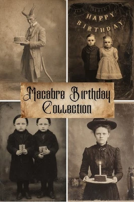 CHOOSE 4 Macabre Victorian Birthday Greeting Cards Set Gothic Ephemera Art - Image 1 of 4
