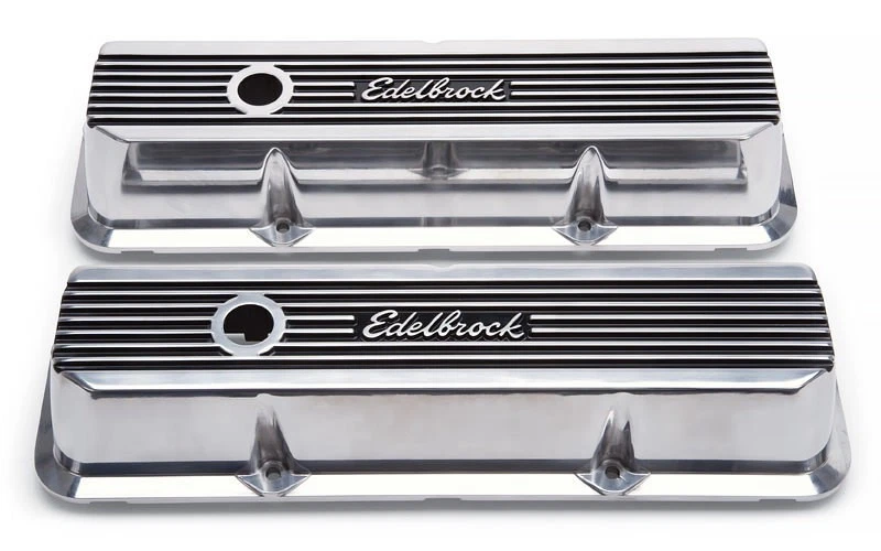 Edelbrock 4277 Elite II Valve Covers Polished Aluminum for Ford FE-Series - Image 1 of 4