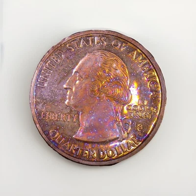 MONSTER TONES+1999 “S” New Jersey State Quarter w/GEM Rainbow Tone DCAM Proof - Image 1 of 2