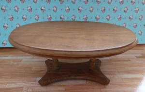 Dollhouse Miniature Solid Oak Oval Dining Table by Town Square Miniatures - Picture 1 of 3