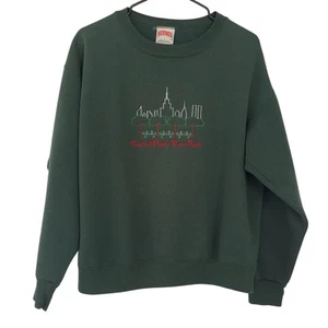 Molinos de nuez moscada vintage años 80/90 verde oscuro Central Park NY talla L hechos en EE. UU. - Imagen 1 de 6