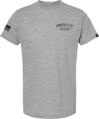 Camiseta de manga corta gris/roja American Biker Sam Active para hombre Foto 1 de 3