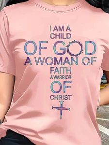 Camiseta Fe Cristiana Mujer Tipografía Religiosa Camiseta Soy Hijo de Dios - Imagen 1 de 5