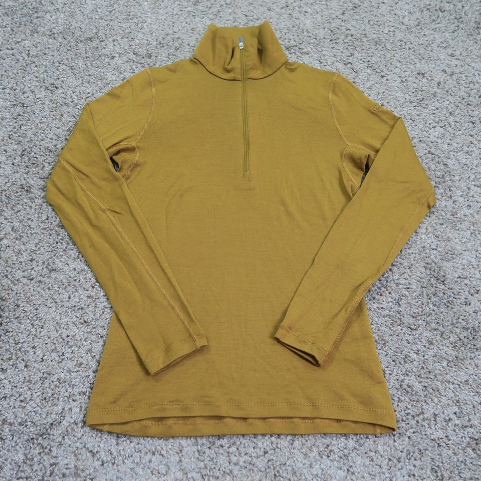 Camisa Icebreaker Mujer XS Amarillo Lana Merino 260 1/4 Cremallera Capa Base Pullover Foto 1 de 4