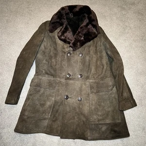 C&A Vintage Beaver Lamb Suede Fur Coat Excellent Condition Size 42 Long Size 16 - Picture 1 of 13