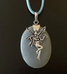 Angelite Fairy Gemstone Pendant Necklace -925 Silver  plated- New - Bild 1 von 3
