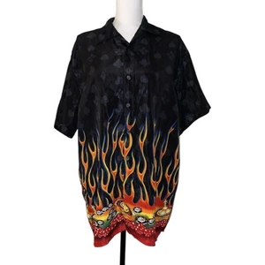 Ferugini Poker Dados Llamas Rockabilly Hombres Camisa Abotonada Grande Bowling Fire - Imagen 1 de 13